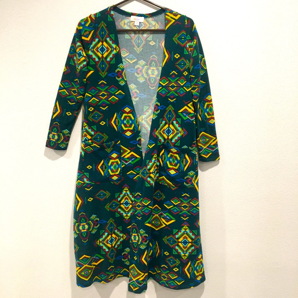 LuLaRoe Geometric Multi-Colored Knee Length Duster Size Small